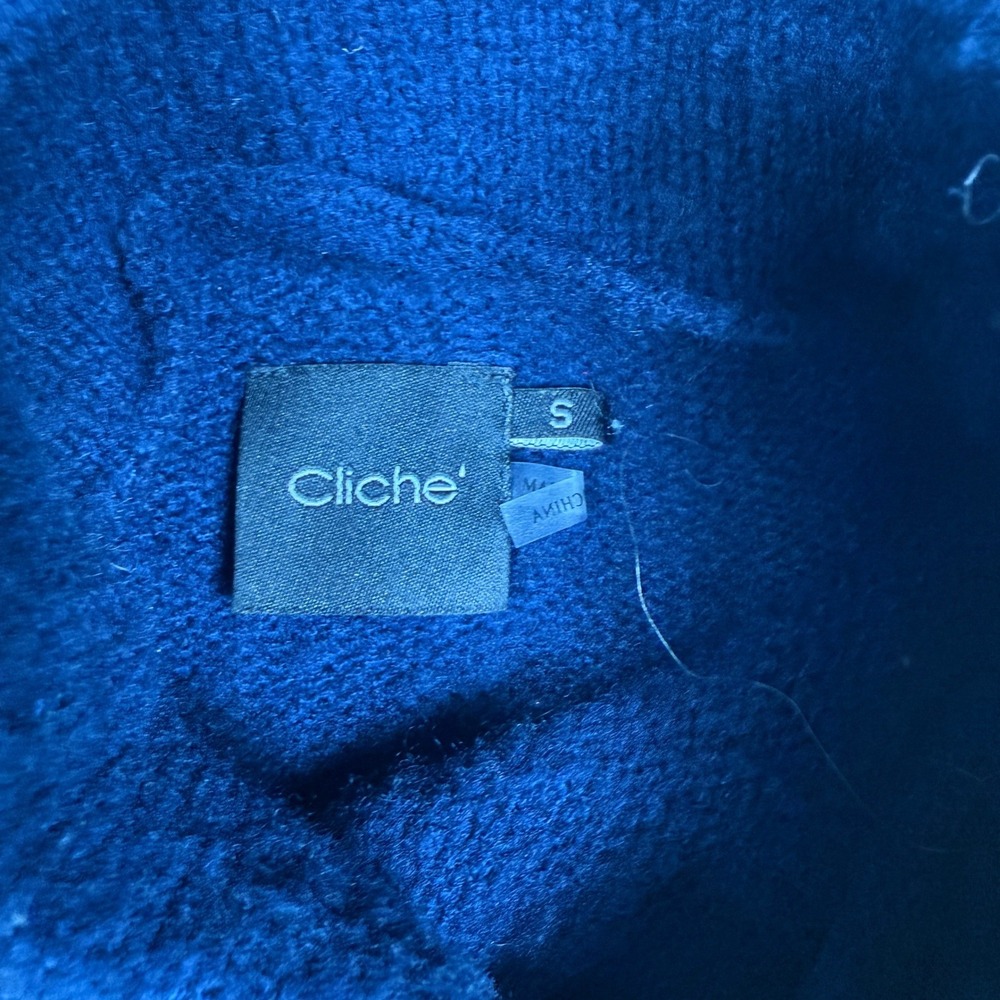 Cliche Colorblock‎ Striped Turtleneck Sweater Blue Tan Green oversized cozy S - Picture 4 of 7